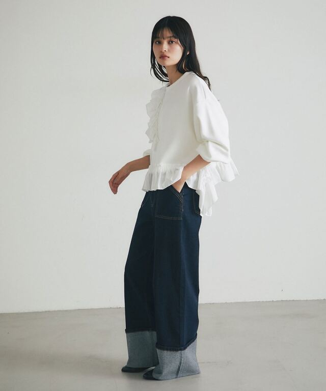 アシメフリルカットプルオーバー