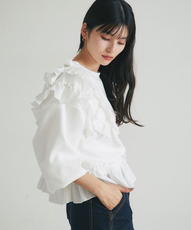 アシメフリルカットプルオーバー