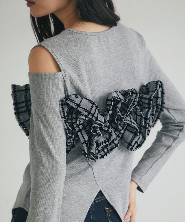 アシメフリルカットソー