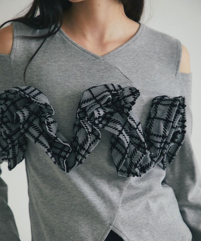 トップス Cookiekuulime アシメフリルカットソー