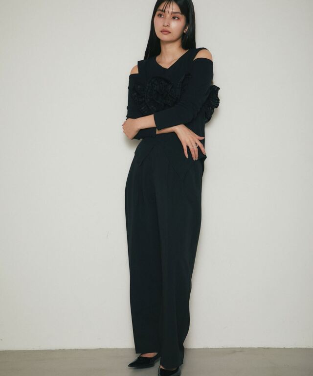 アシメフリルカットソー