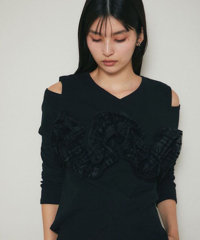 アシメフリルカットソー
