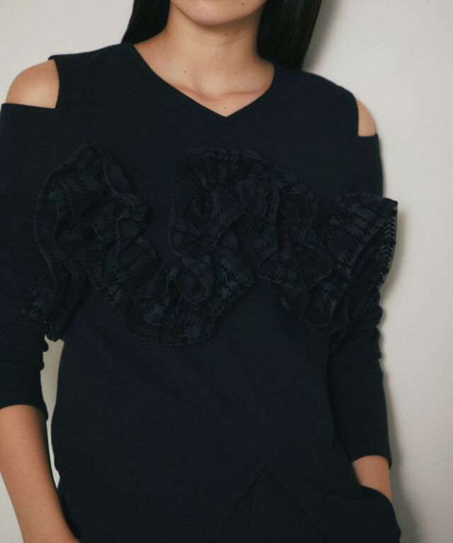 アシメフリルカットソー