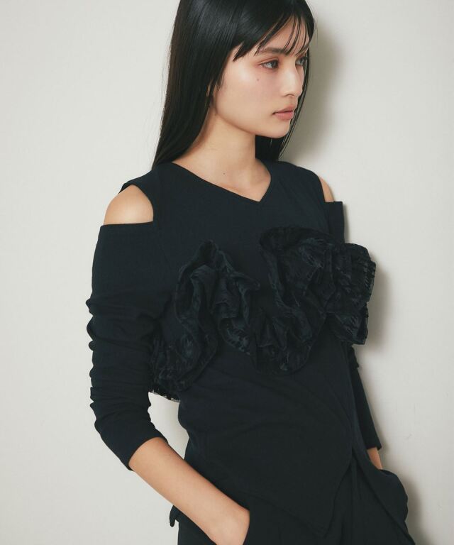 アシメフリルカットソー