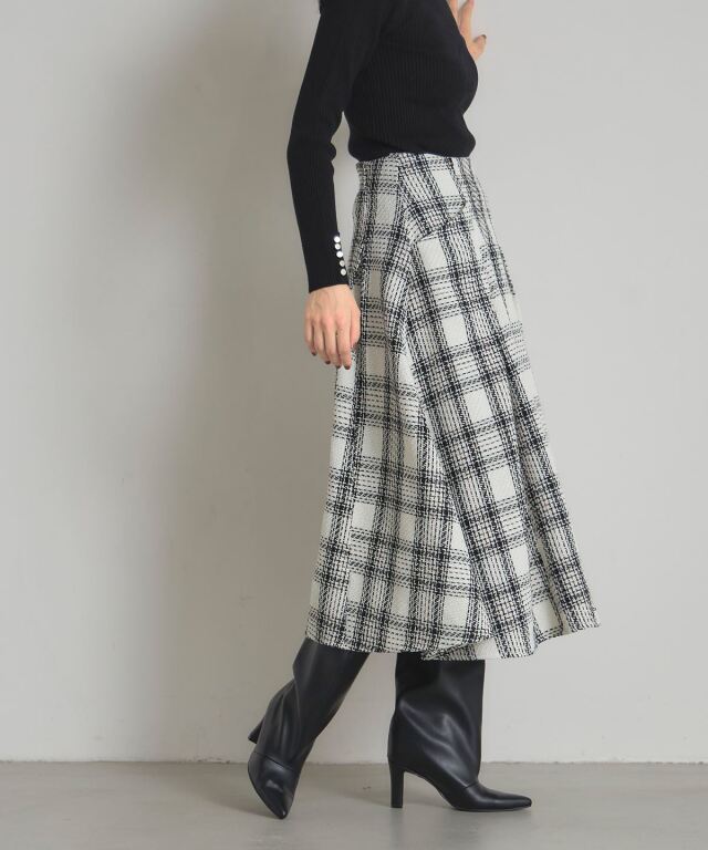 ツイードチェックフレアスカート