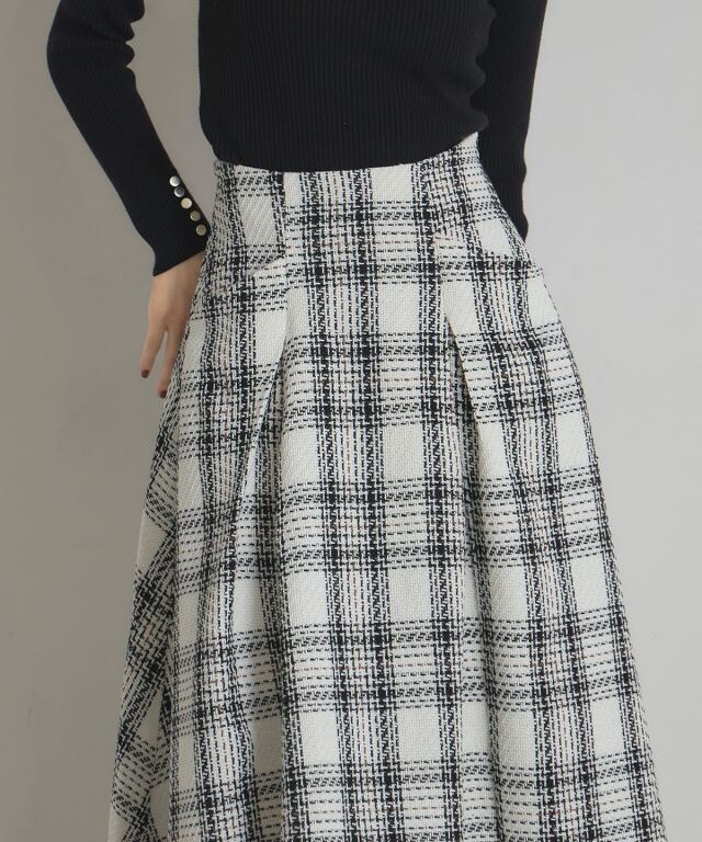 ツイードチェックフレアスカート