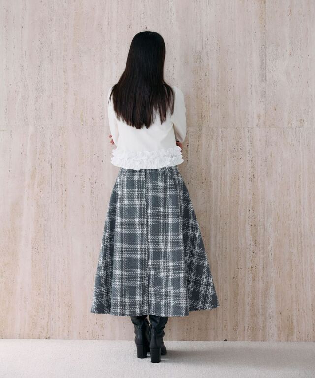 ツイードチェックフレアスカート