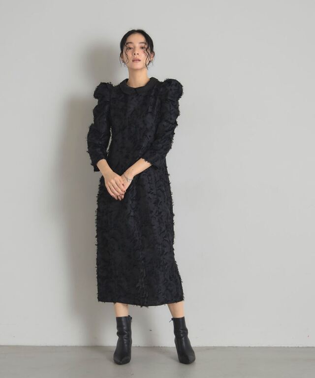 ROSYLUCE ジャガードドレス 黒 ROSY LUCE ワンピース ジャガードフリルドレス : ZOZOTOWN Yahoo