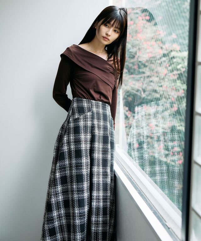 裏起毛オフショルアシメカットソー