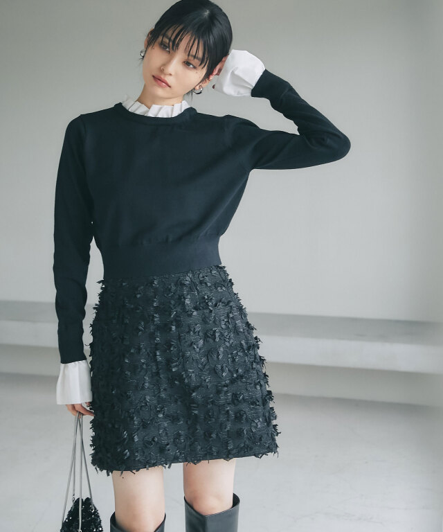 マシェリコラボ】リボンツイードミニスカート