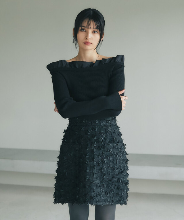 マシェリコラボ】リボンツイードミニスカート