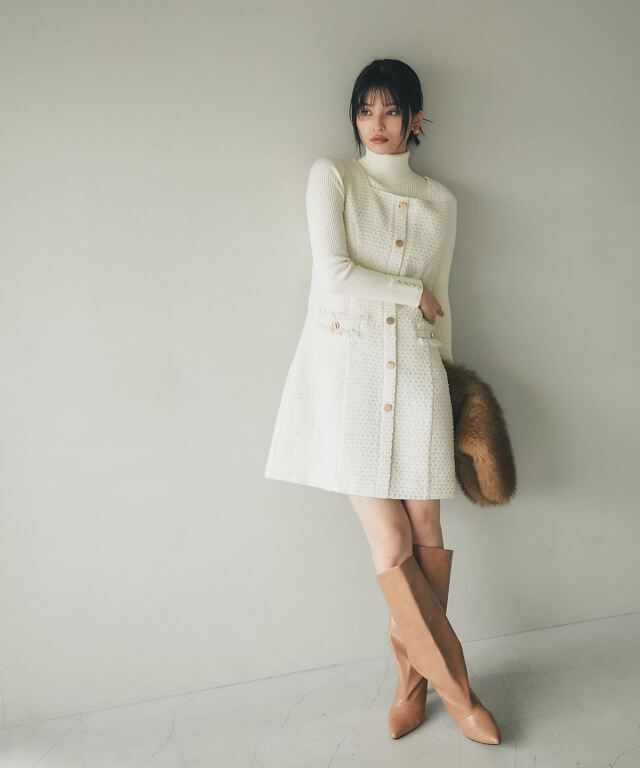 舞川あいくさん着用】フロントメタルボタンミックスツイード 舞川あいくさん着用】フロントメタルボタンミックスツイード