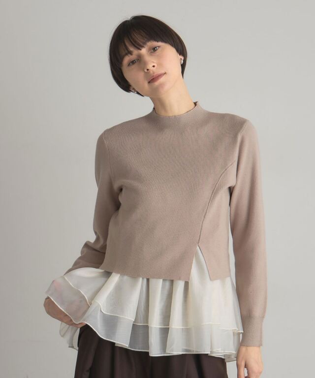 フリルレイヤードニットプルオーバー