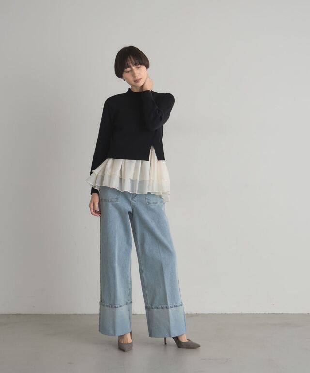 フリルレイヤードニット SNIDEL（スナイデル）の「フリルレイヤードニットプルオーバー（ニット