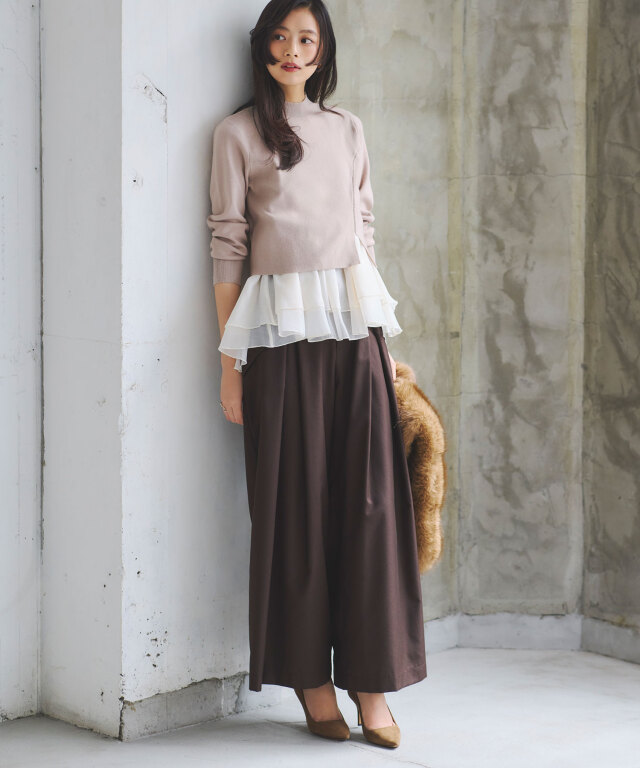 【FINAL SALE】フラップ付きタックワイドパンツ＊SALE品につき返品/交換/注文確定後の変更キャンセル不可＊