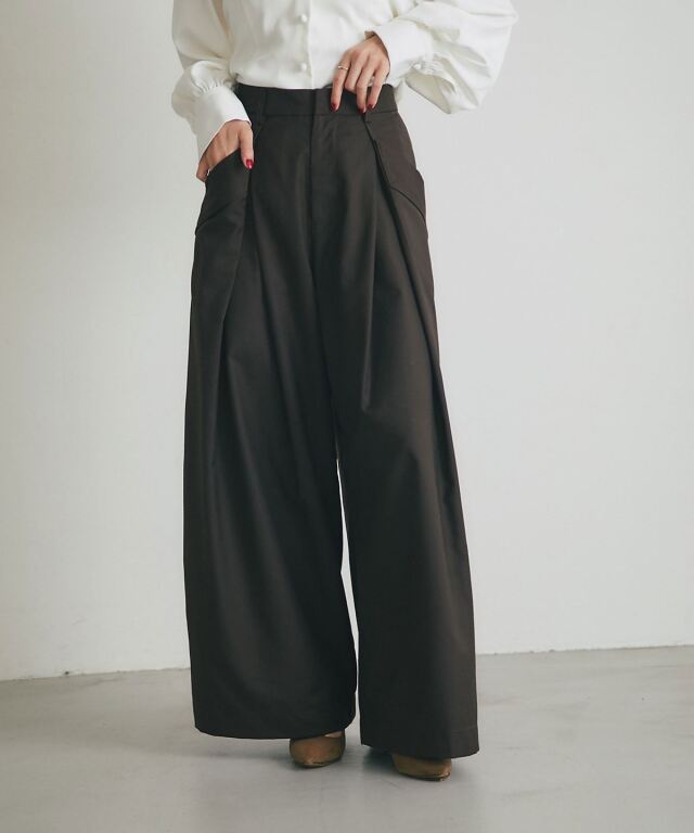 Uma555さん専用 フラップ付きタックワイドパンツ