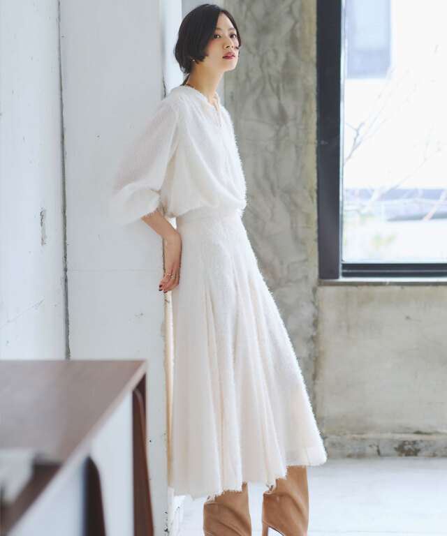 シャギーフレアスカート