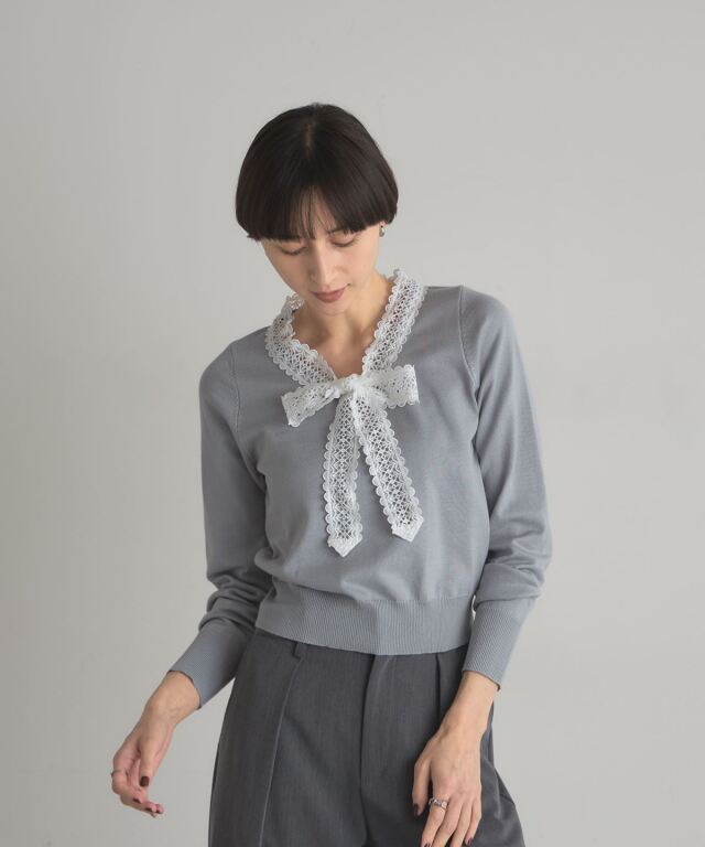 ケミカルレースボウタイニット