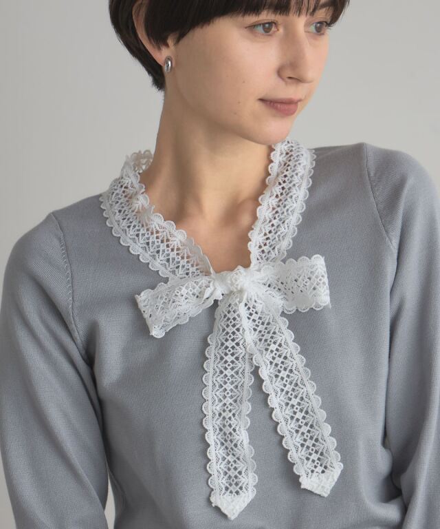 ケミカルレースボウタイニット