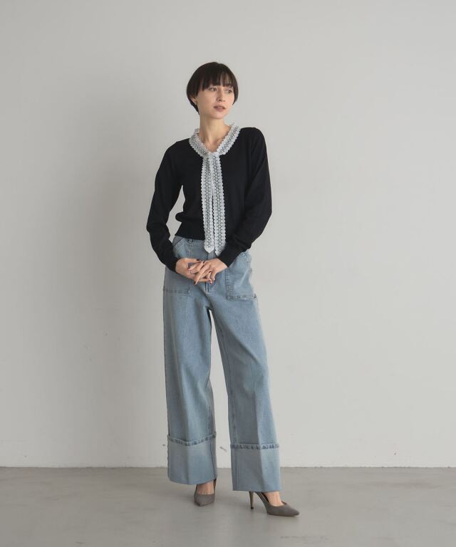 ケミカルレースボウタイニット