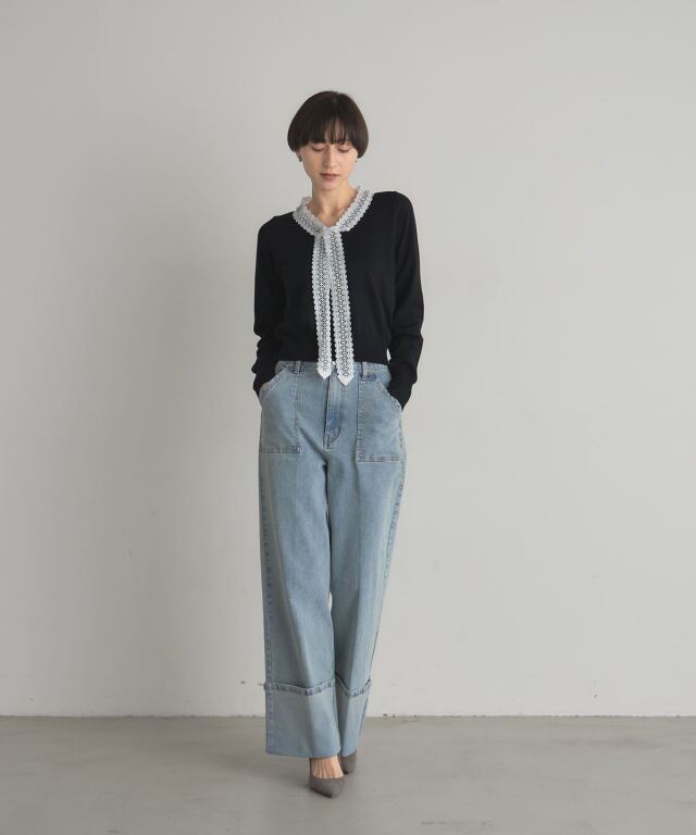 ケミカルレースボウタイニット