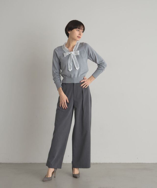 ケミカルレースボウタイニット