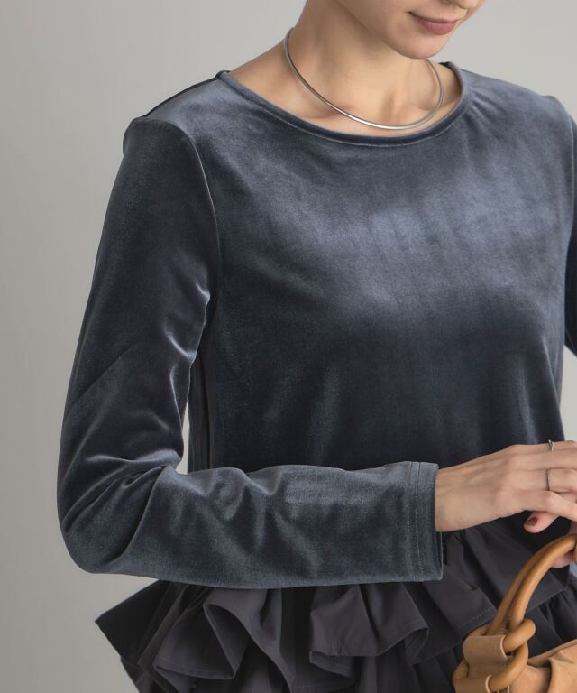 フリルヘムベロアTシャツ