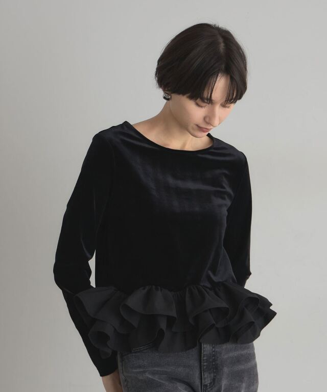 フリルヘムベロアTシャツ