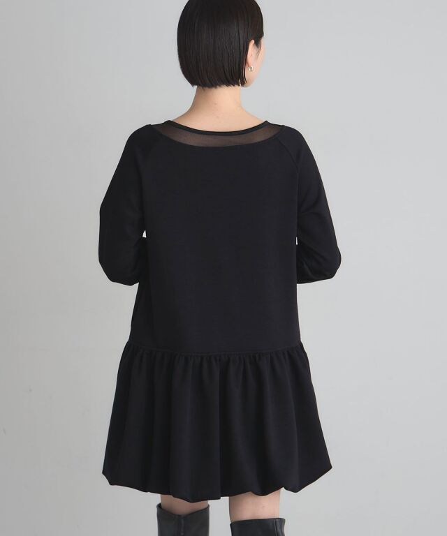 美香さん着用】ラメシアーミックスカットバルーンワンピース