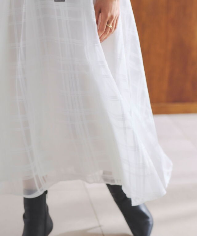 【古畑星夏さん着用】シアーチェックフレアスカート