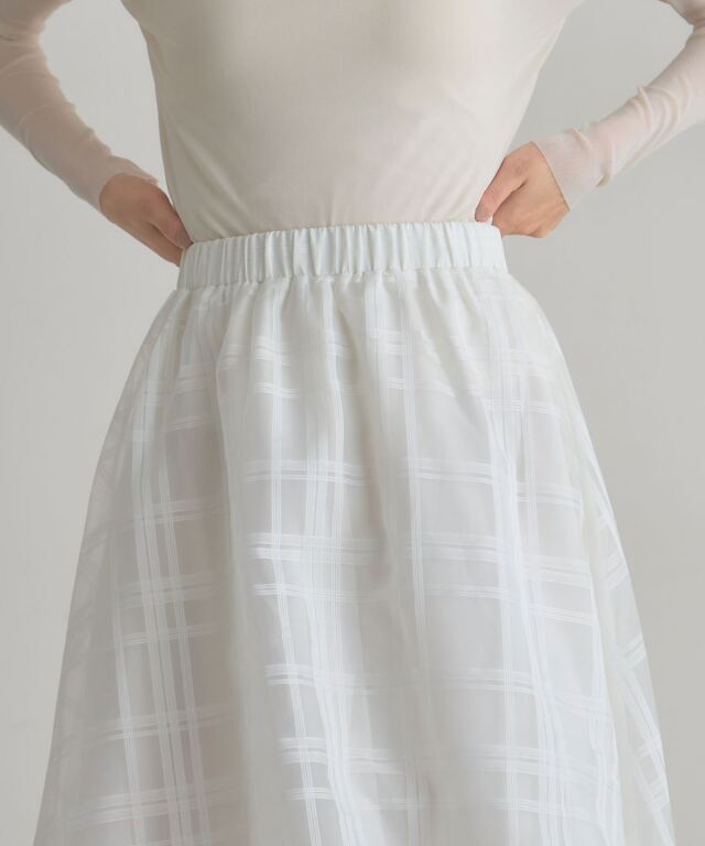 シアーチェックフレアスカート