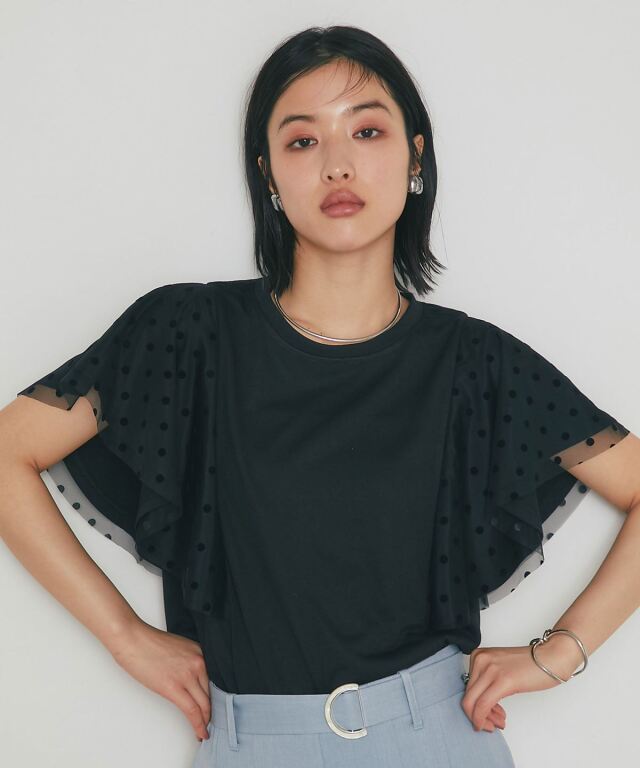 ドットフレアスリーブカットソー