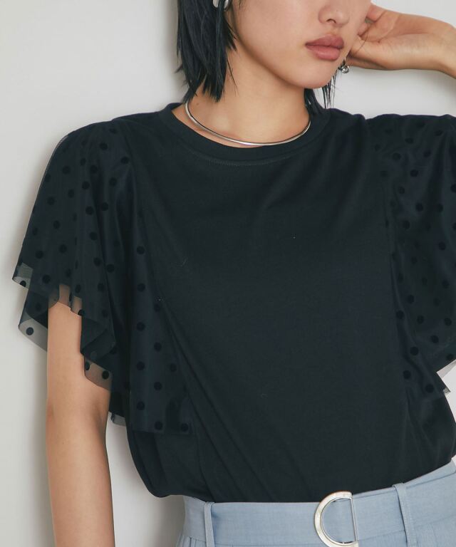 ドットフレアスリーブカットソー