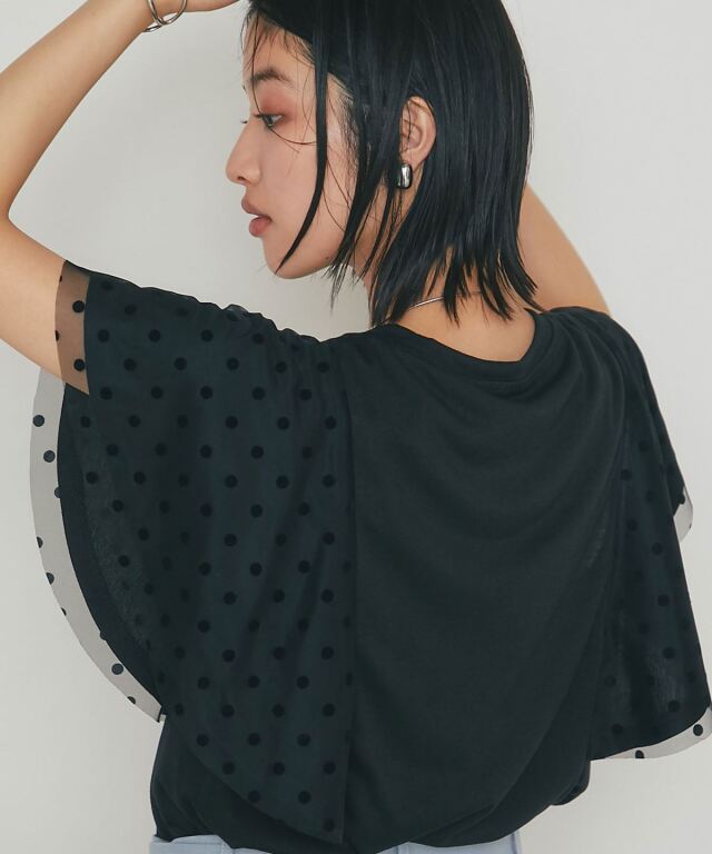 ドットフレアスリーブカットソー