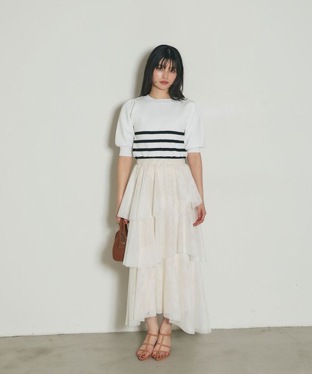 ランダムヘムチュールティアードスカート