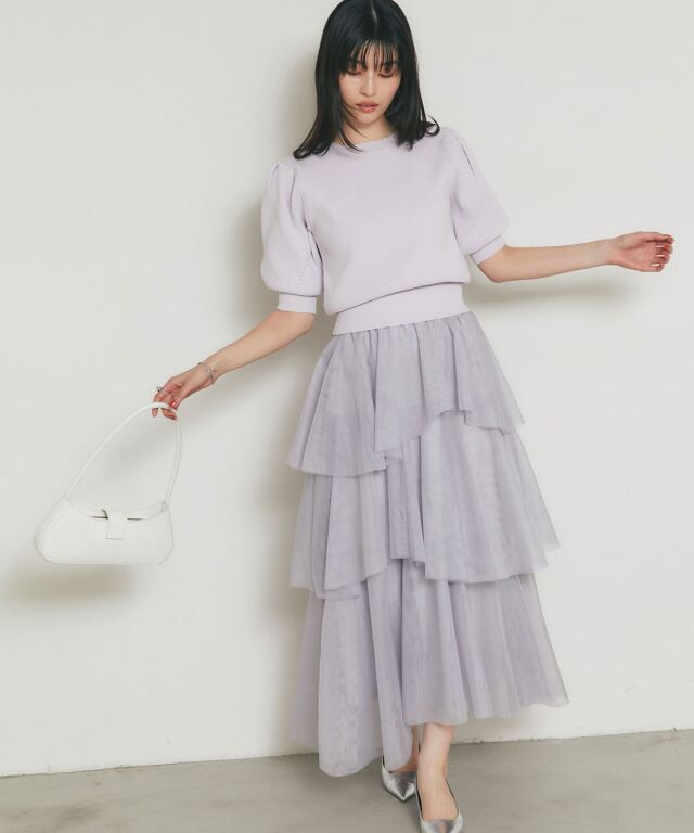 なお48+49 ランダムヘムチュールティアードスカート