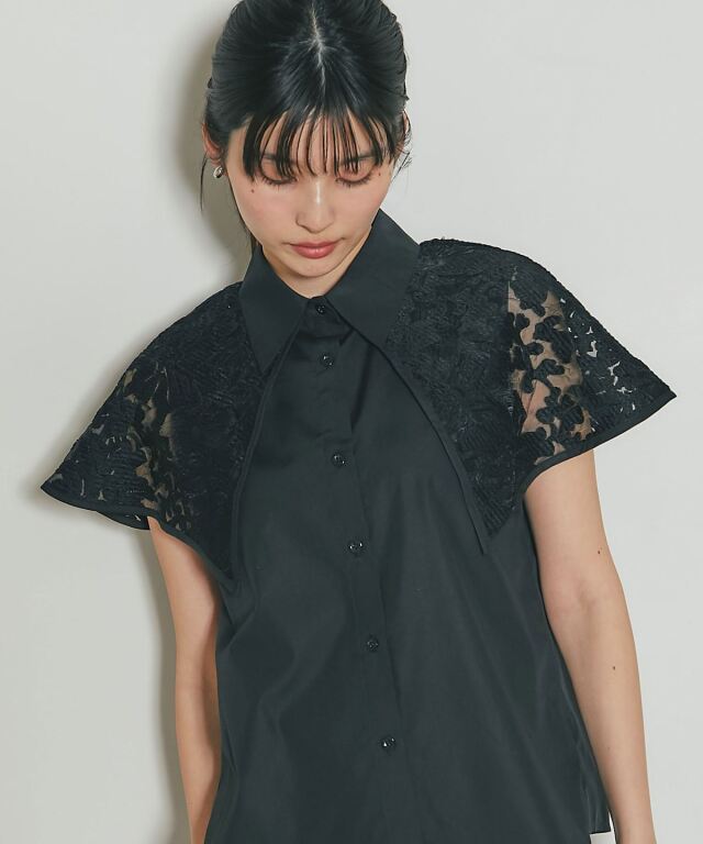Borders at Balcony ケープブラウス　ブラック 中古・古着通販】BORDERS AT BALCONY (ボーダーズアットバルコニー