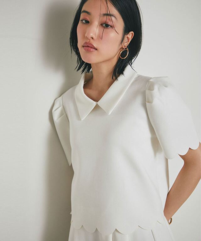 スカラップパフトップス
