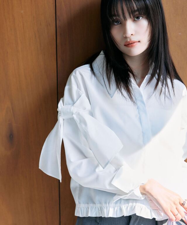 リボンスリーブブラウス