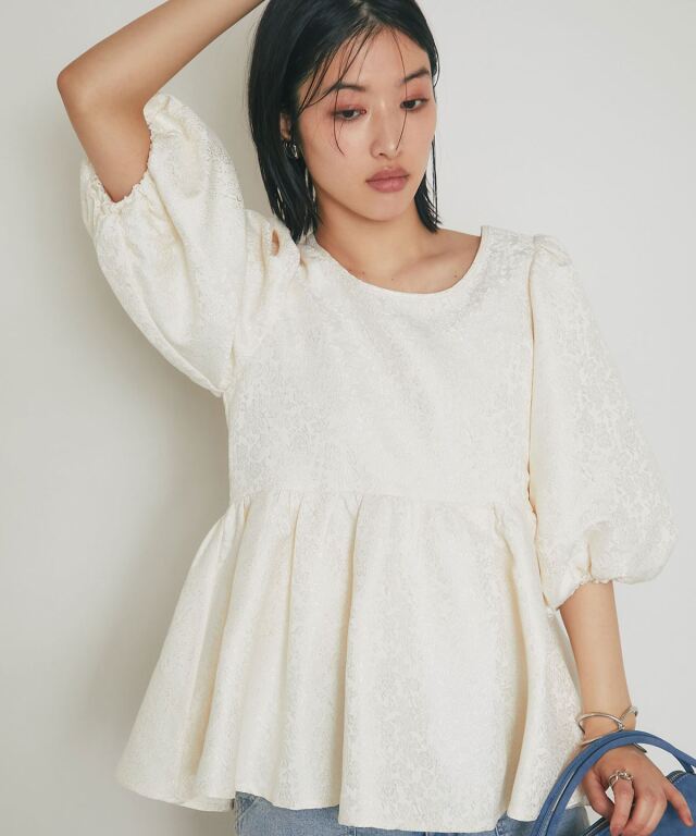 ジャガードパフトップス
