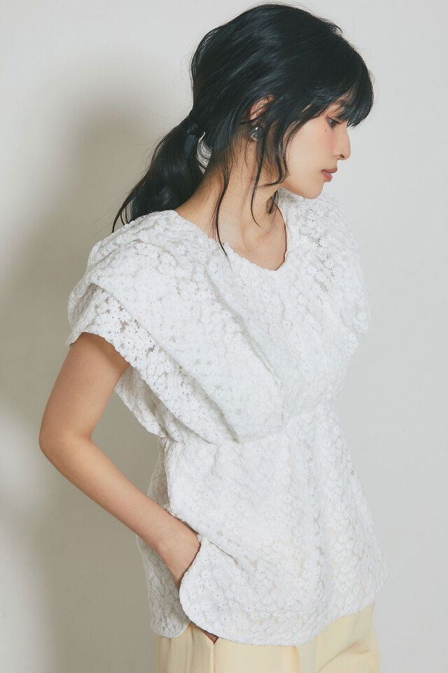 ビジュー付きスウェットチュニック