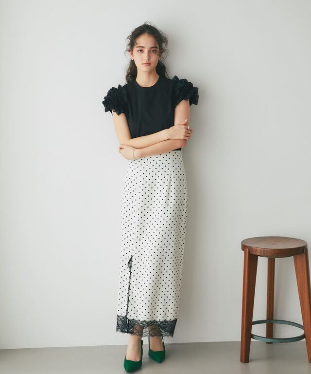 しゅぷ チュールフリルスリーブTシャツ