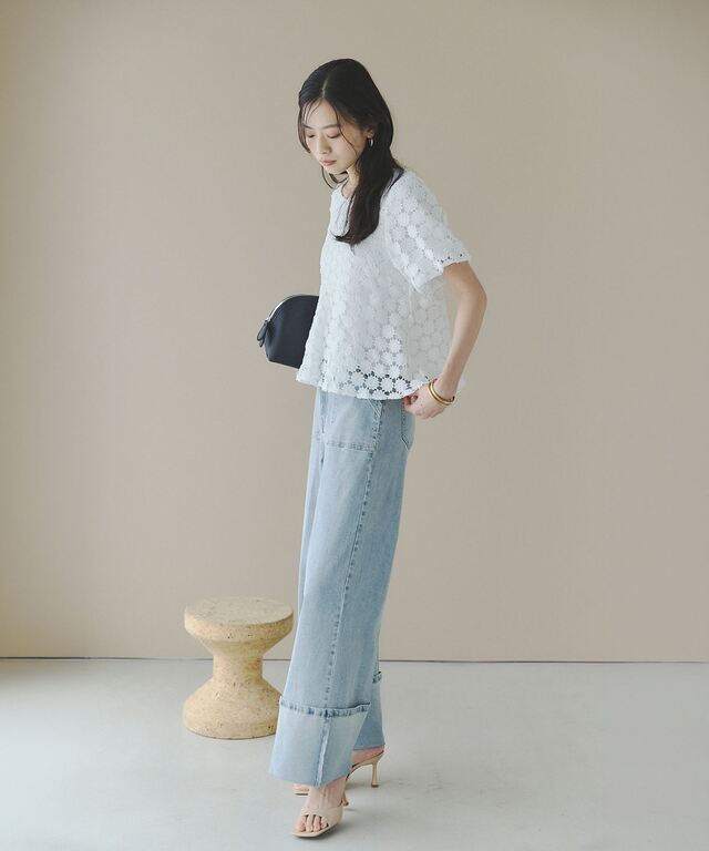 総レースペプラムブラウス