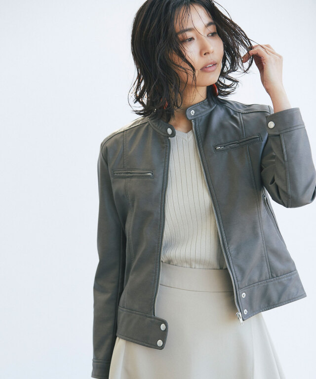 Fake Leather Riders Jacket レディース 合皮 ライダース
