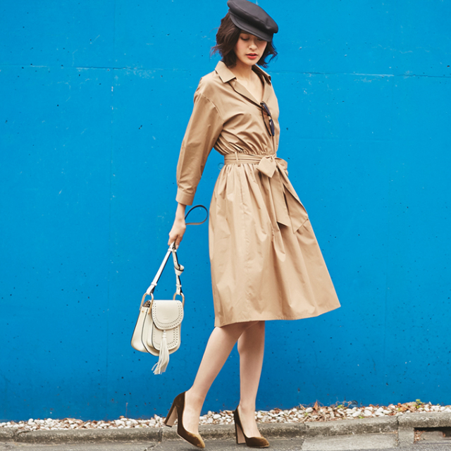 Waist Ribbon Shirt Onepiece レディース シャツ ワンピース