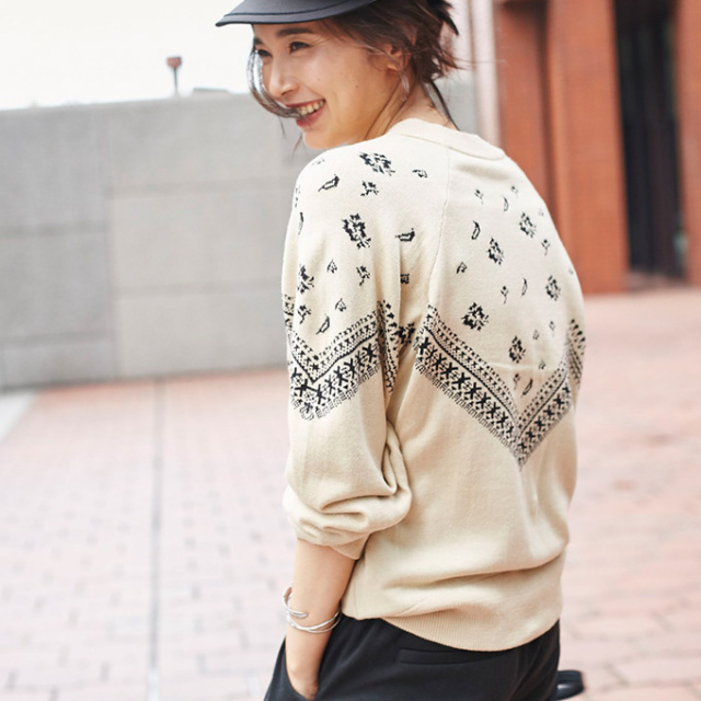 Bandana Print Knit レディース バンダナ柄 ニット