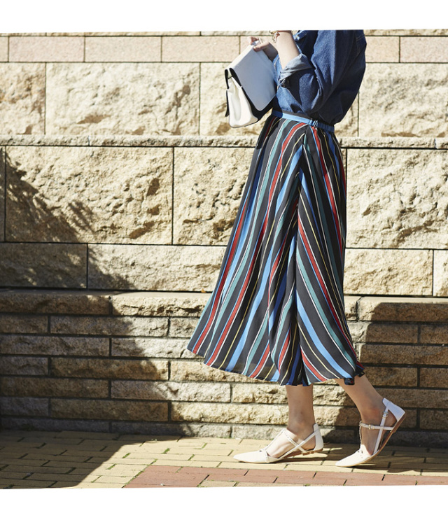スカート Stripe Flare Skirt ストライプフレアスカート 定番の冬ギフト