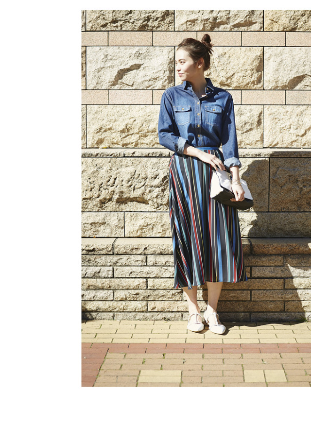 スカート Stripe Flare Skirt ストライプフレアスカート 定番の冬ギフト