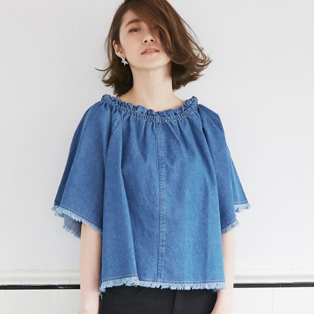 Denim 2way Tops レディース 2way デニム トップス