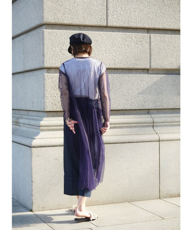チュール刺繍ロングカーディガン